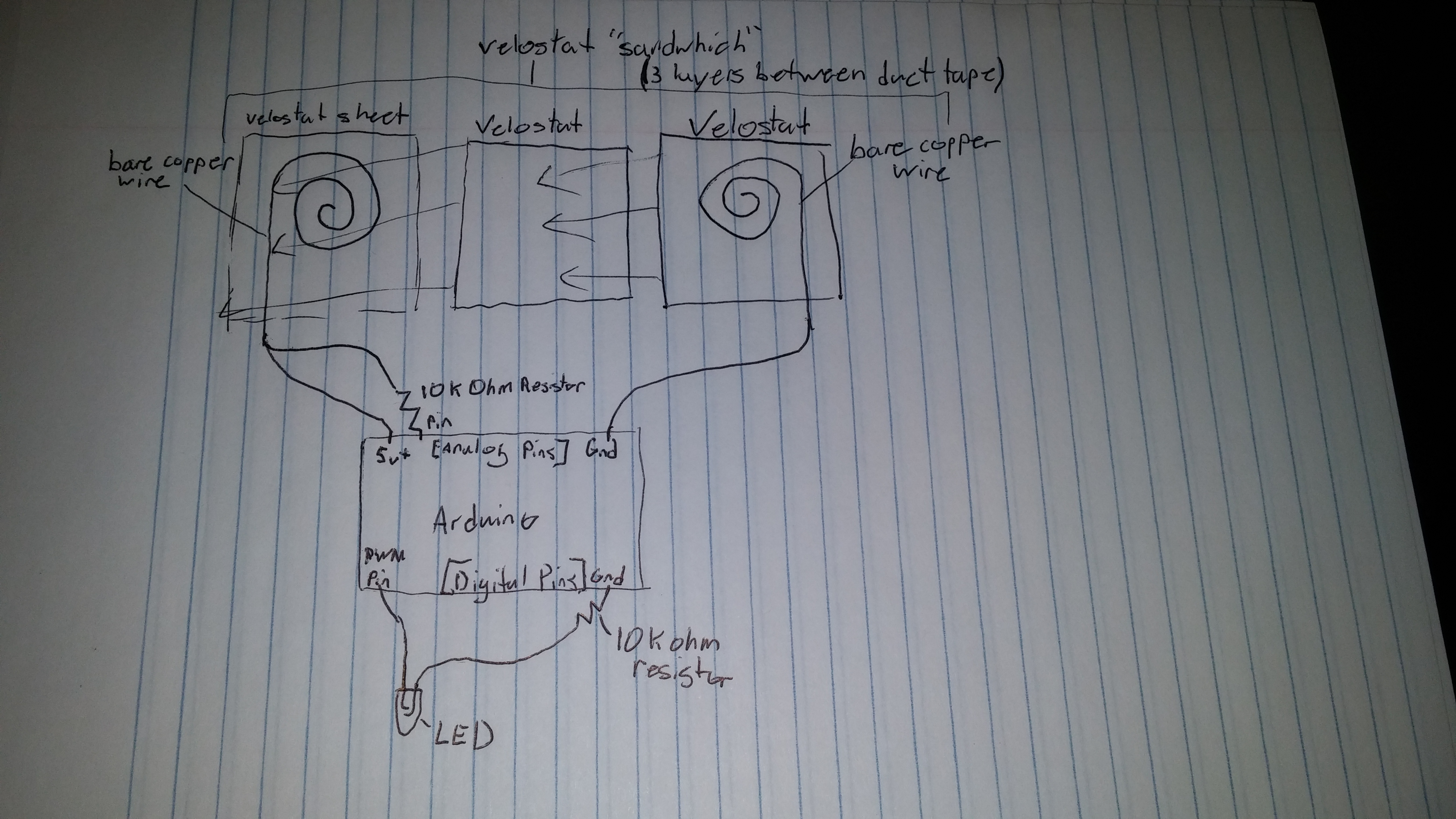 Schematic for single velostatic tile